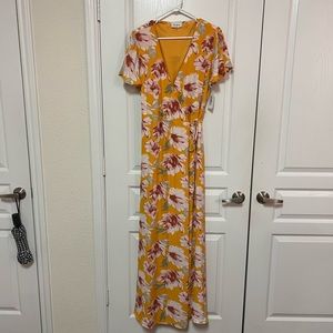 Aura Large Wrap Dress in Golden Yellow